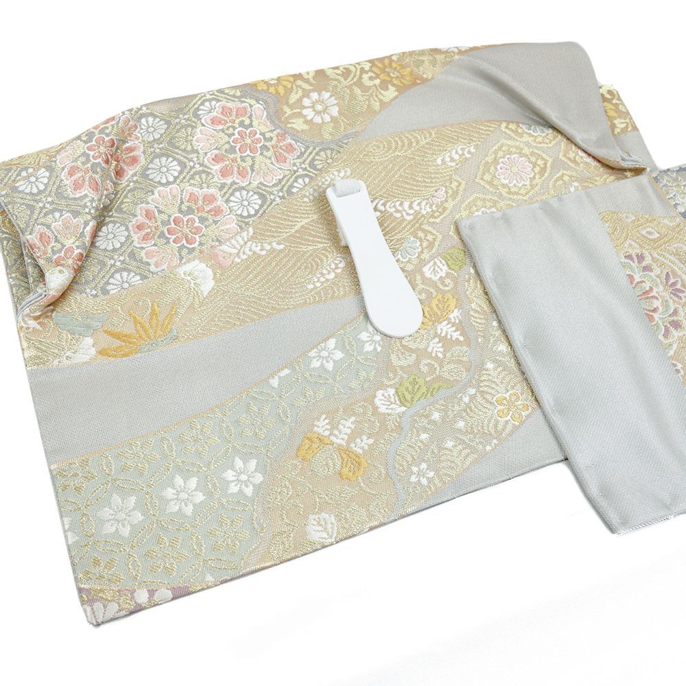専用Y1760◇美品 正絹 ワンタッチ式 紬地 二重太鼓 蟹 切らない作り帯 ワンタッチ帯加工 二重太鼓「ご購入の帯」 | 加工オプション