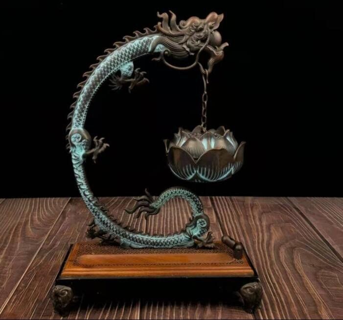 香炉 竜 蓮の花 銅器 銅製品 鎮宅辟邪 開運風水 招財 置物 工芸品 生活 ギフト 装飾品WP今週注目