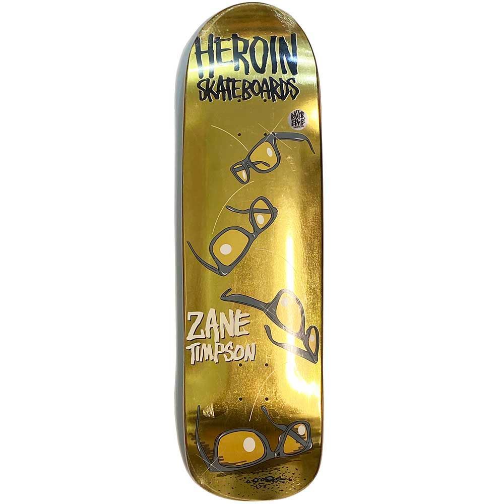 9.0インチ HEROIN ヘロイン ZANE TIMPSON GLASSES RAZORTOP EDGE Assorted Veneers DECK Gold Foil デッキ 板 クルーザーにも最適です【スケートボード/スケボー/SKATEBOARD】