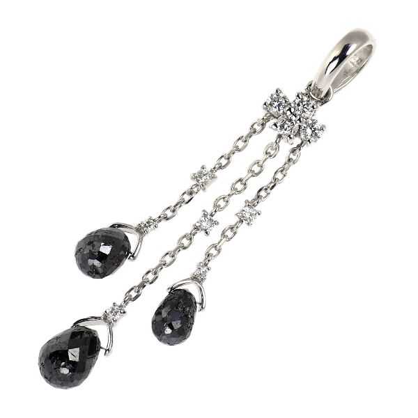K18WG ブラックダイヤモンド ペンダントトップ 2.44ct D0.18ct