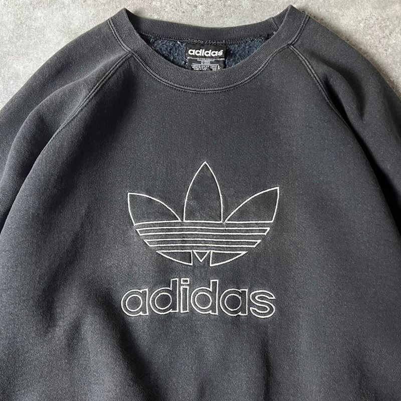 雰囲気系 90s USA製 adidas ビッグ トレフォイル 刺繍