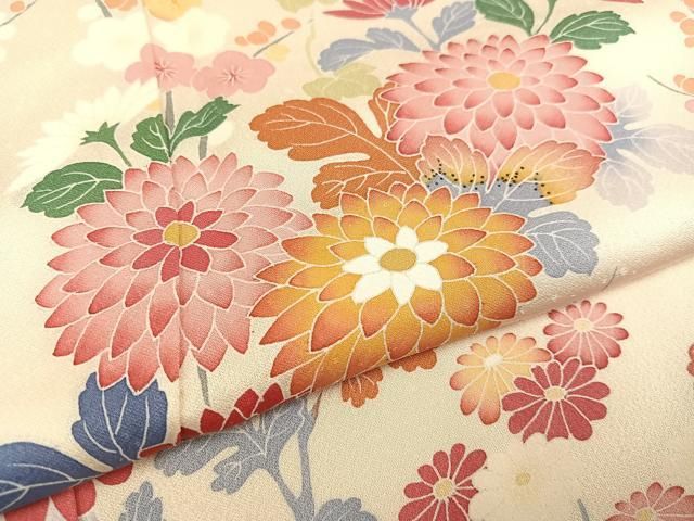 平和屋着物○京加賀友禅 百貫達雄 訪問着 友禅 作家物 枝花文 正絹  