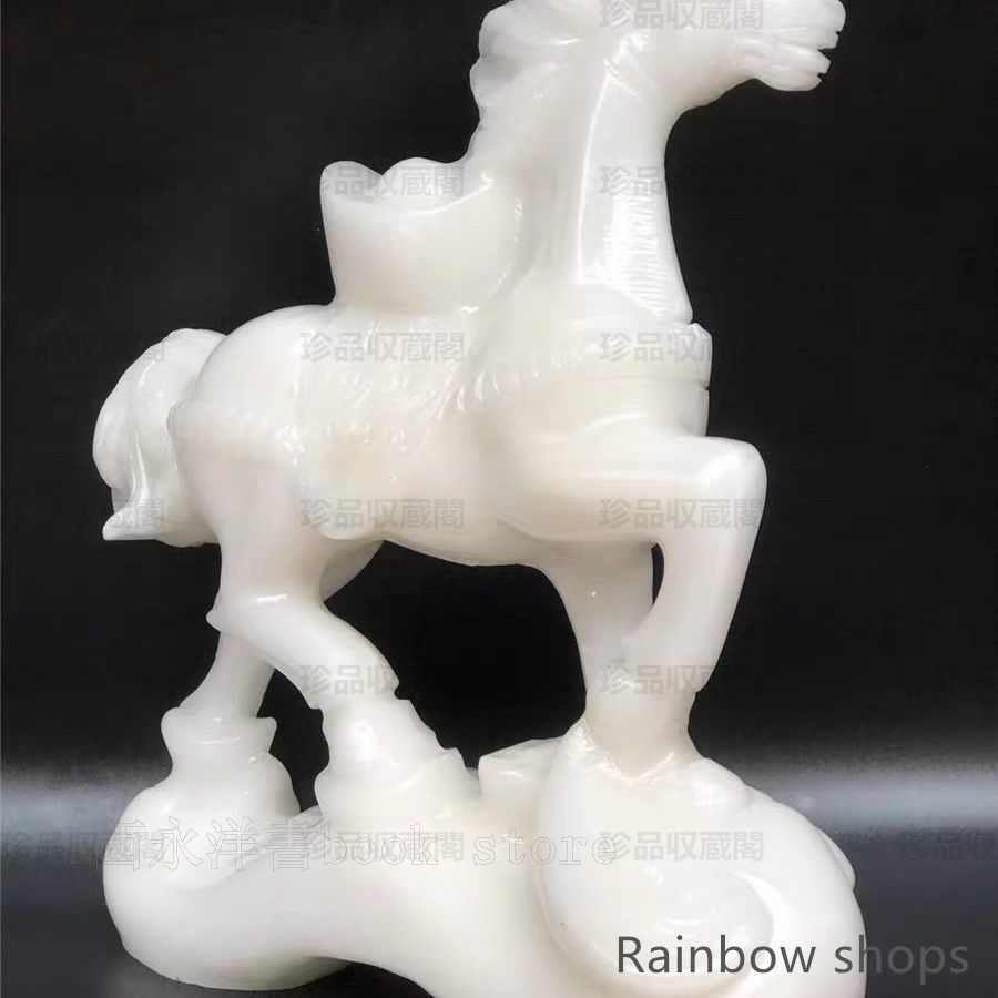 天然の玉の置物アフガニスタンの白玉馬到成功置物すぐ金持ちの家具の十二支の装飾品です