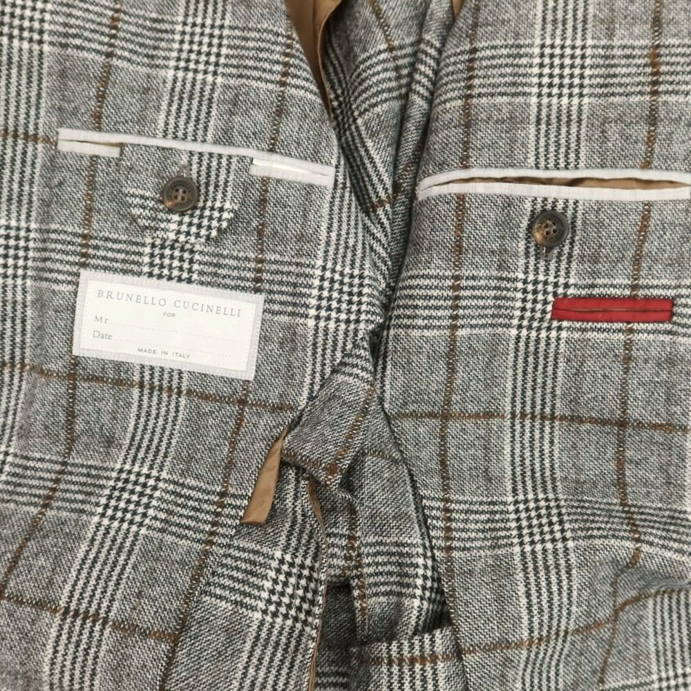 テーラードジャケット ホワイト×ブラック×ブラウン