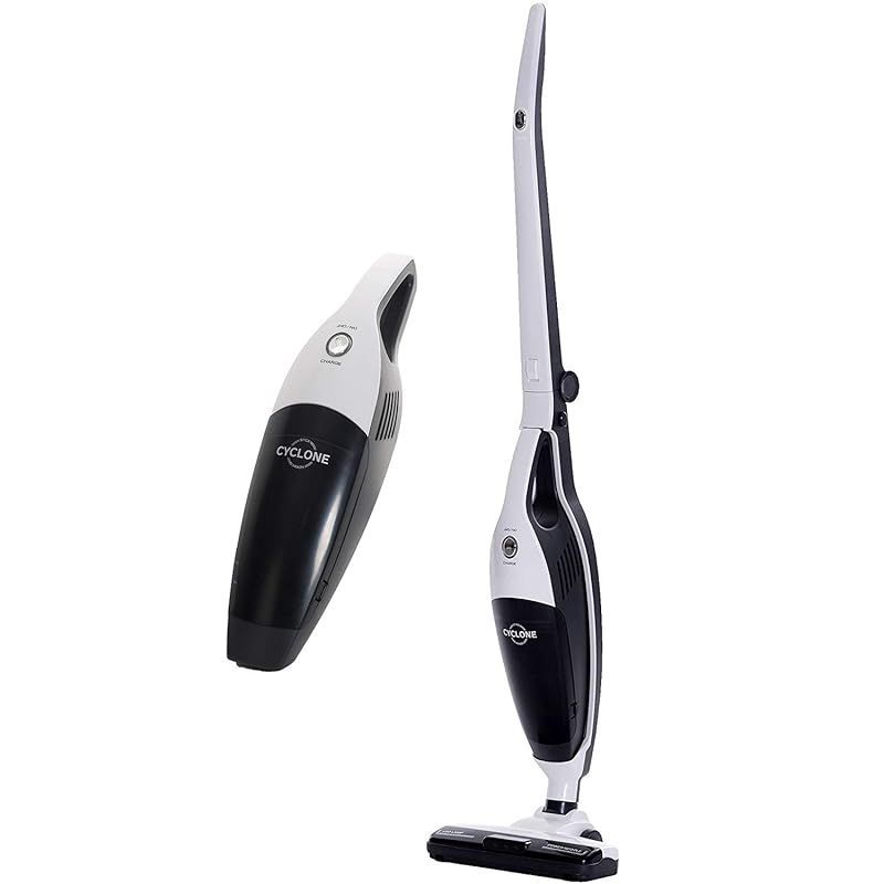 山善 掃除機 サイクロン ハンディ スティッククリーナー 2 WAY コードレス 強力吸引 すき間ノズル ブラシノズル LEDランプ付き ホワイト ZSP L 100 W 0