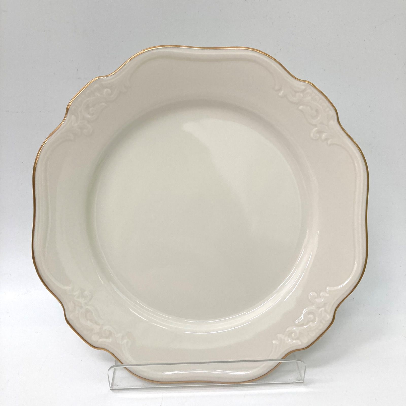 ノリタケ ラウンドプレート 5枚セット 白 ホワイト 金彩 八角皿