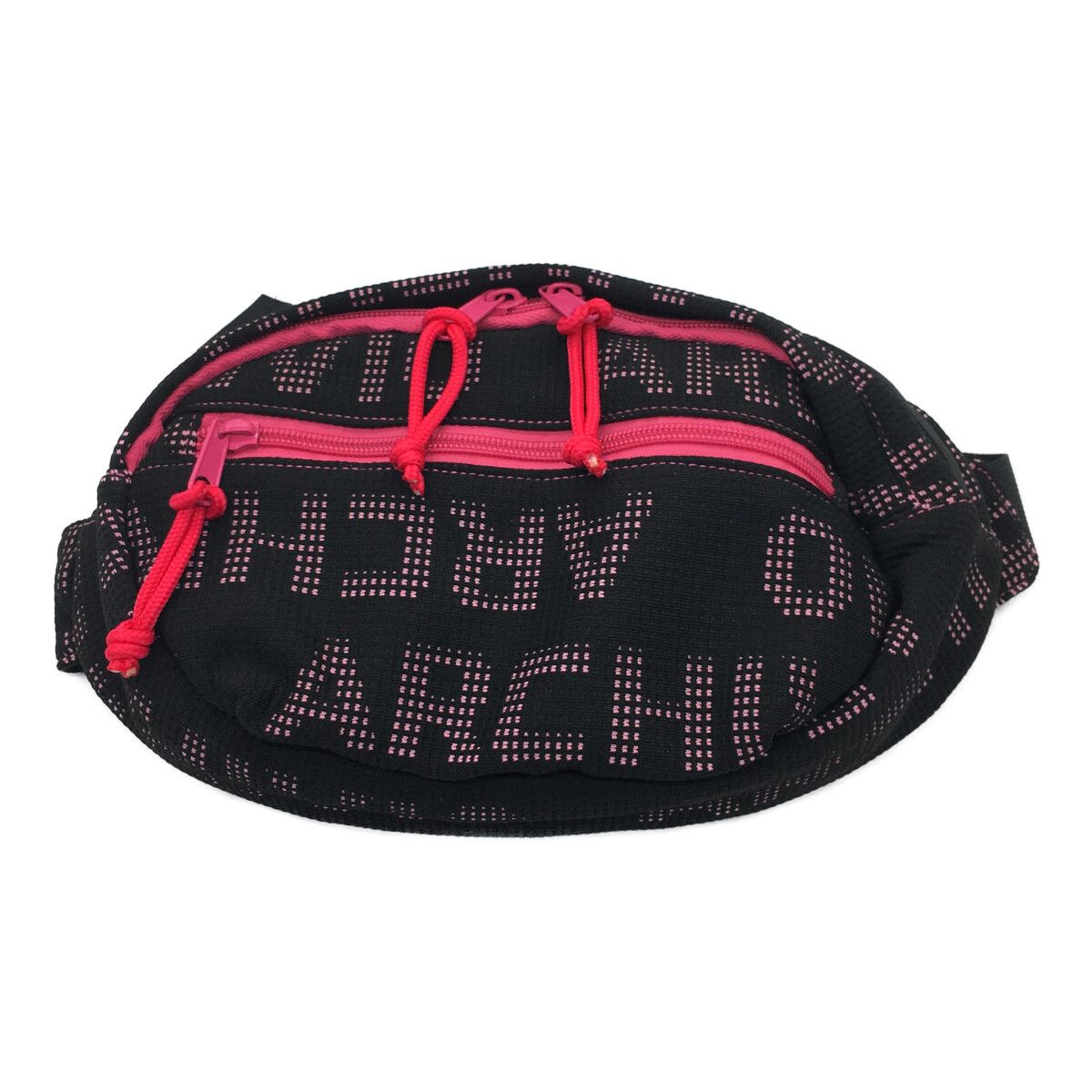 中古 アルチビオ archivio ウエストバッグ 黒 ピンク  ロゴ柄　ラウンドバック カートバッグ