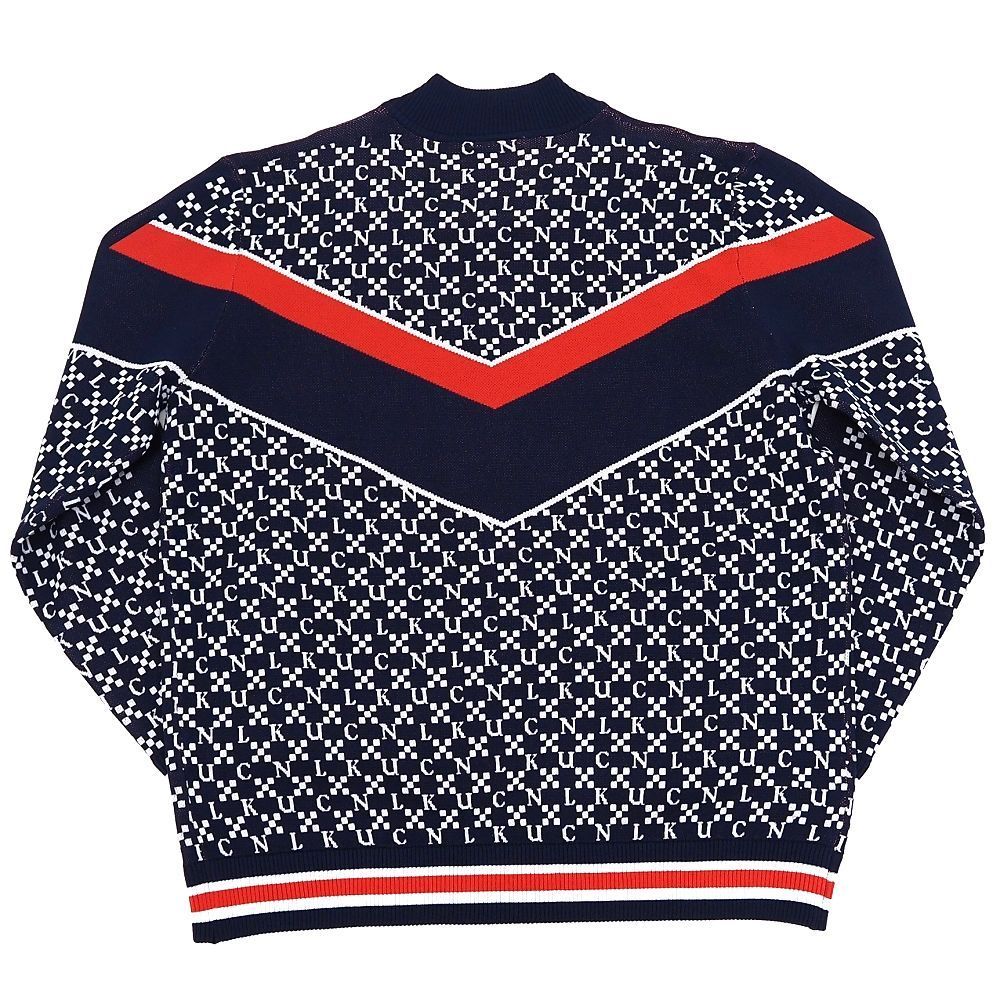 ♥品 24AW CLUNK ジャガードニット ジャケット サイズ L ネイビー CL5STY50 ゴルフウエア クランク メンズ 5I2|H06324|KUG23|