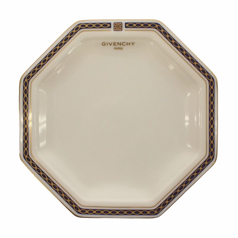 ジバンシィ GIVENCHY 皿 プレート 5枚セット 食器 ロゴ 八角形 金彩 白