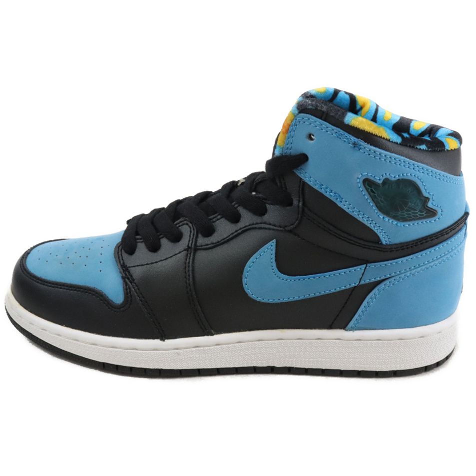 NIKE (ナイキ) 【観賞用】GIRLS JORDAN 1 RETRO HIGH 332148-041 ガールズ ジョーダン 1 レトロ ハイカットスニーカー ブラック/ブルー US7Y/25cm