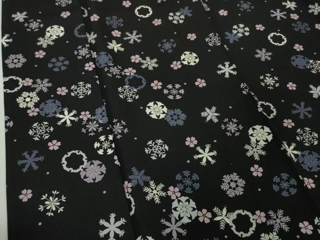 平和屋本店■極上　松田聖子　SEIKOMATSUDA　小紋　雪花　舞花　黒地　紙タグ付き　逸品　DZAA6028kh5 平和屋本店□極上 松田聖子 SEIKOMATSUDA 小紋 雪花 舞花 黒地 紙タグ