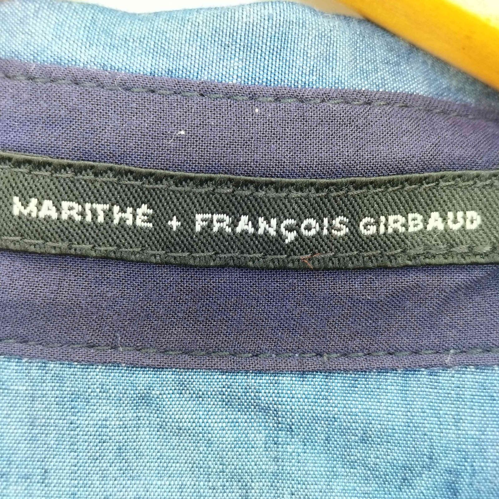カジュアル マリテフランソワジルボー ボーダー切替デザインレーヨンTシャツ 青白S 【レディース】 Marithe + Francois Girbaud マリテフランソワジルボー Tシャツ