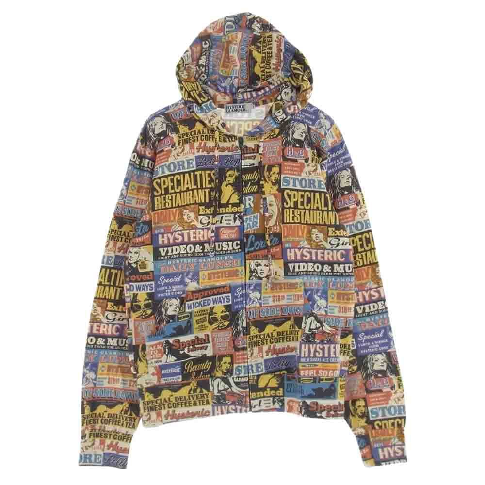 HYSTERIC GLAMOUR ヒステリックグラマー パーカー 0221CF06 コミック柄 総柄 ジップ パーカー マルチカラー マルチカラー系 S【中古】