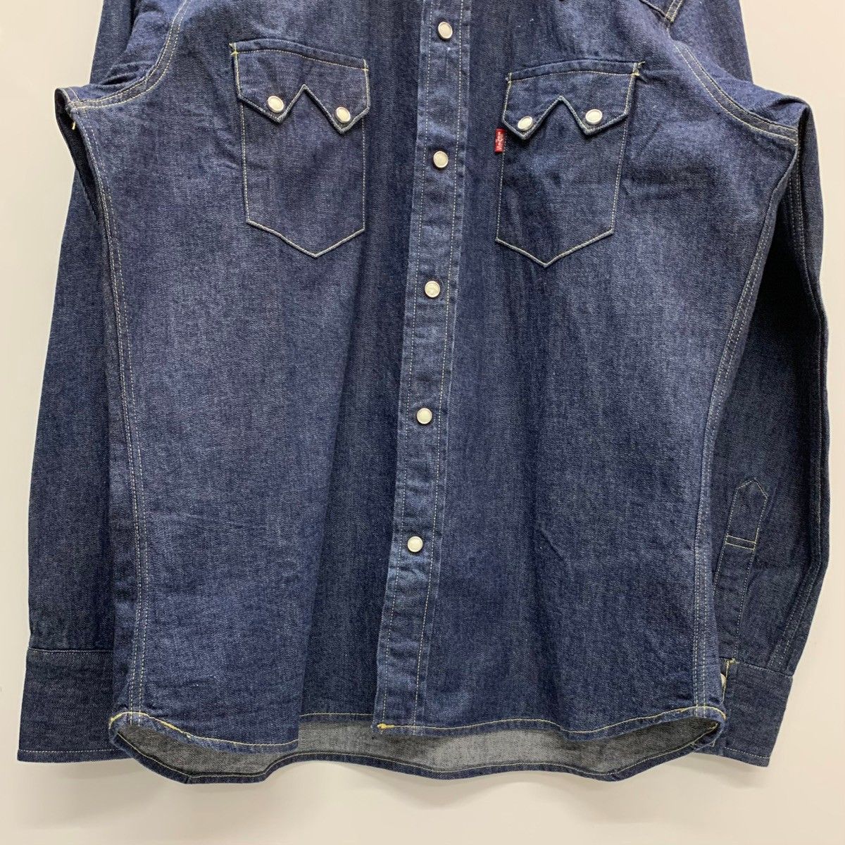 LEVIS USA製 555 濃紺 デニムウエスタンシャツ/M/バレンシア リーバイス Levi's 90's USA製 デニム ウエスタンシャツ 555