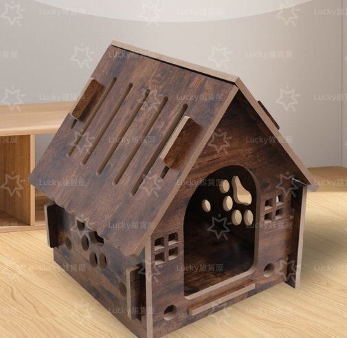 新品・未使用】 木質猫小屋取り外し可能ペット窓付き小屋ペット