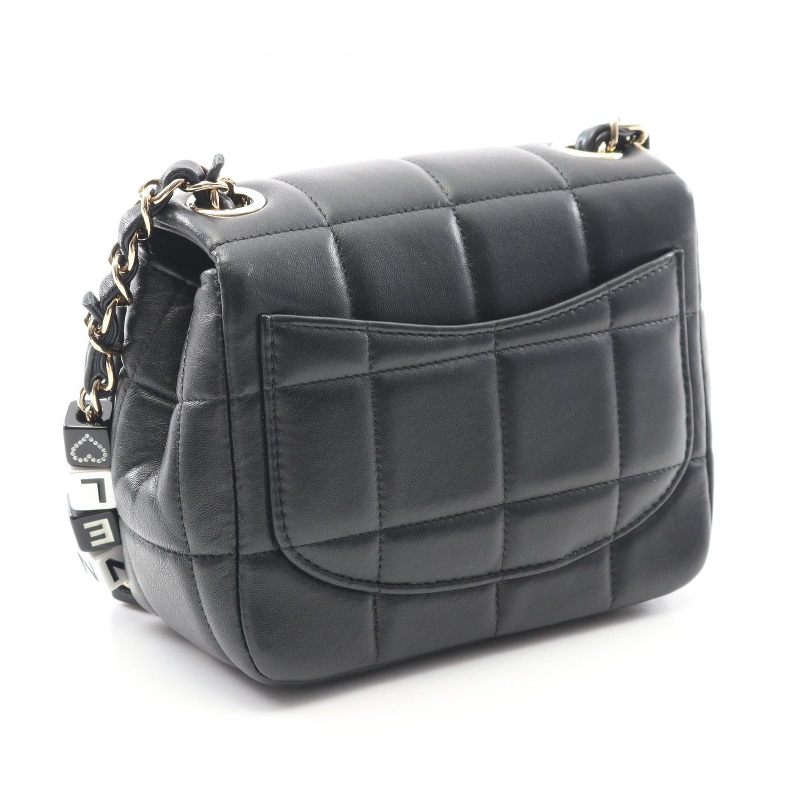 ブラック ラムスキン スモールトートバッグ兼ショルダーバッグ シャネル CHANEL ショルダーバッグ チョコバー ミニフラップ