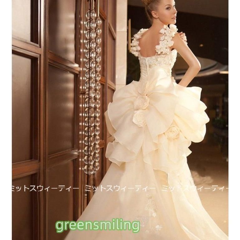 ウェディングドレス ミニ丈 前ミニ トレーン チュールドレス シンプル 前撮り ブライダル 結婚式 二次会 披露宴 花嫁 旅行 撮影 リゾートウWP 104 MAAHADDERANG_COM