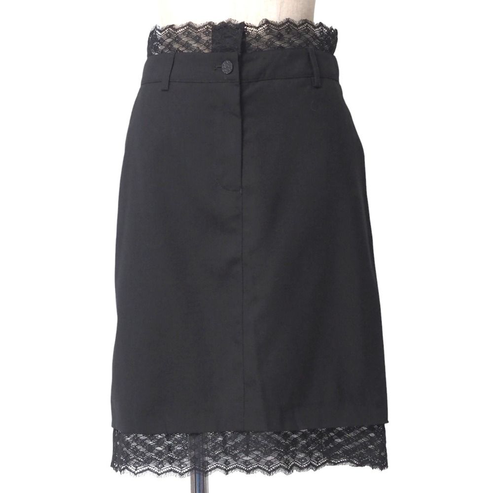 【美品】CHANEL シャネル レーススカート 膝丈 ブラック 34 □美品□CHANEL シャネル スカート サイズ34 04P レース