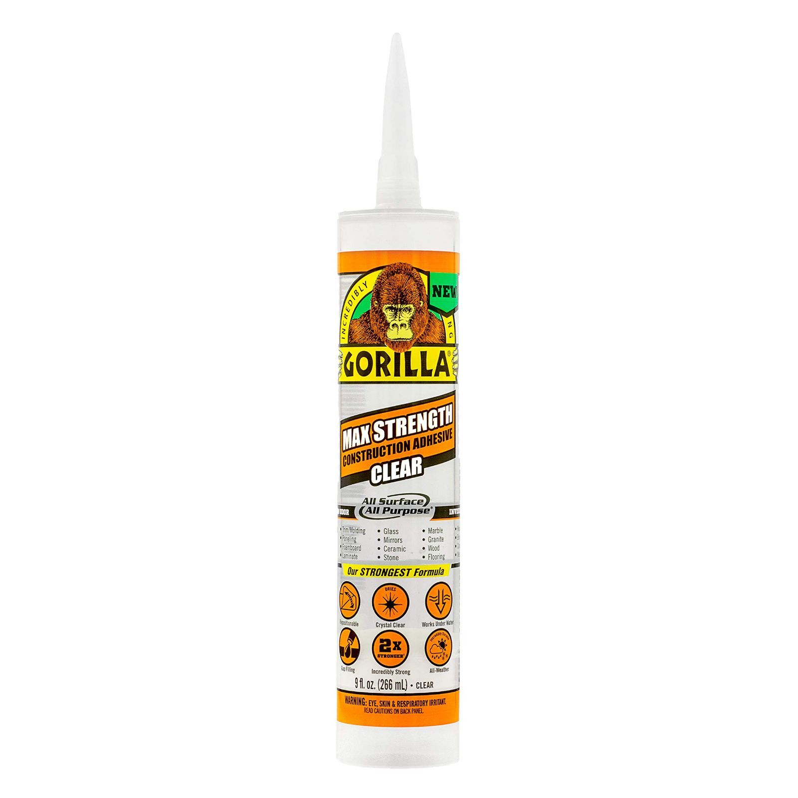 Pack of 1 Gorilla 8212302 最大強度クリア構造接着剤 1パック