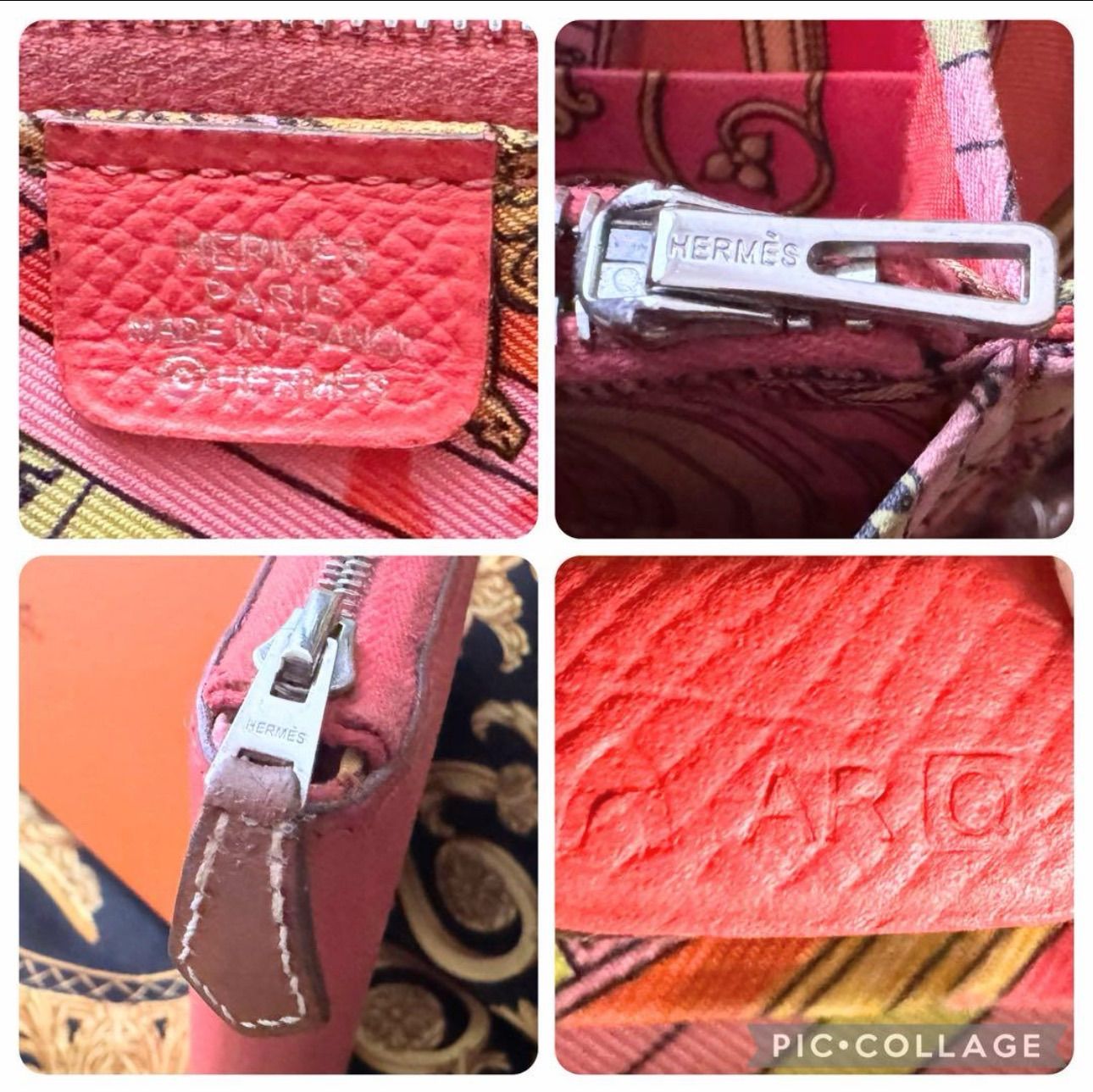 HERMES エルメス アザップ シルクイン 長財布 ピンク系 ▢Q刻印 レザー  