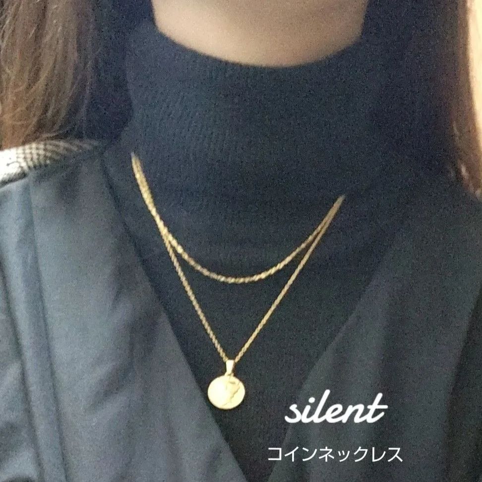 お盆セール silent 川口春奈さん コインネックレス 限定SALE♡ silent 川口春奈 青羽紬 ゴールド2連コイン