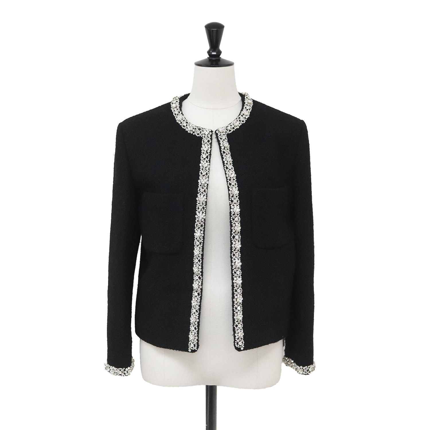 CELINE セリーヌ ジャケット ブラック 黒 サイズ 36 | ガルーン ジュエリー ツイード ジャケット 2V82O371R.38NO | イタリア製 | アウター ブルゾン 上着 羽織り レディース
