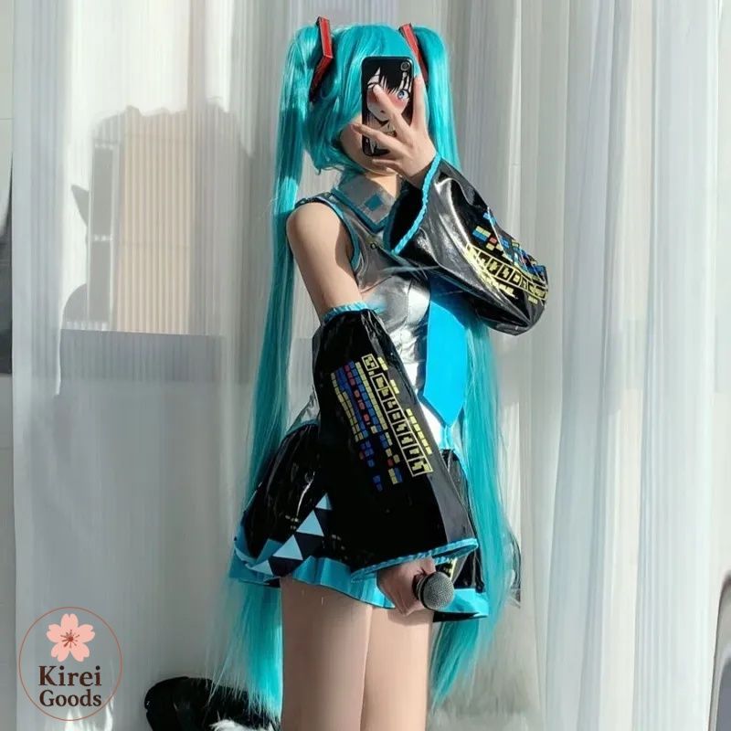 初音ミク コスプレ 公式衣装 白銀漆皮 JK 女装 アニメ風