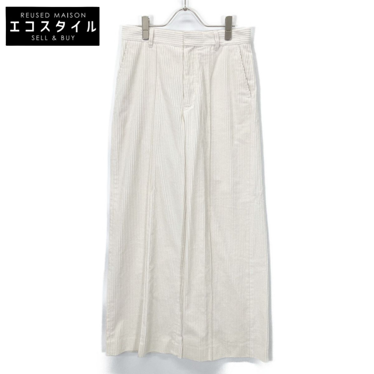 DRAWER ドゥロワー 23AW ﾎﾜｲﾄ ｺｰﾃﾞｭﾛｲﾌﾛﾝﾄｽﾃｯﾁﾊﾟﾝﾂ 38