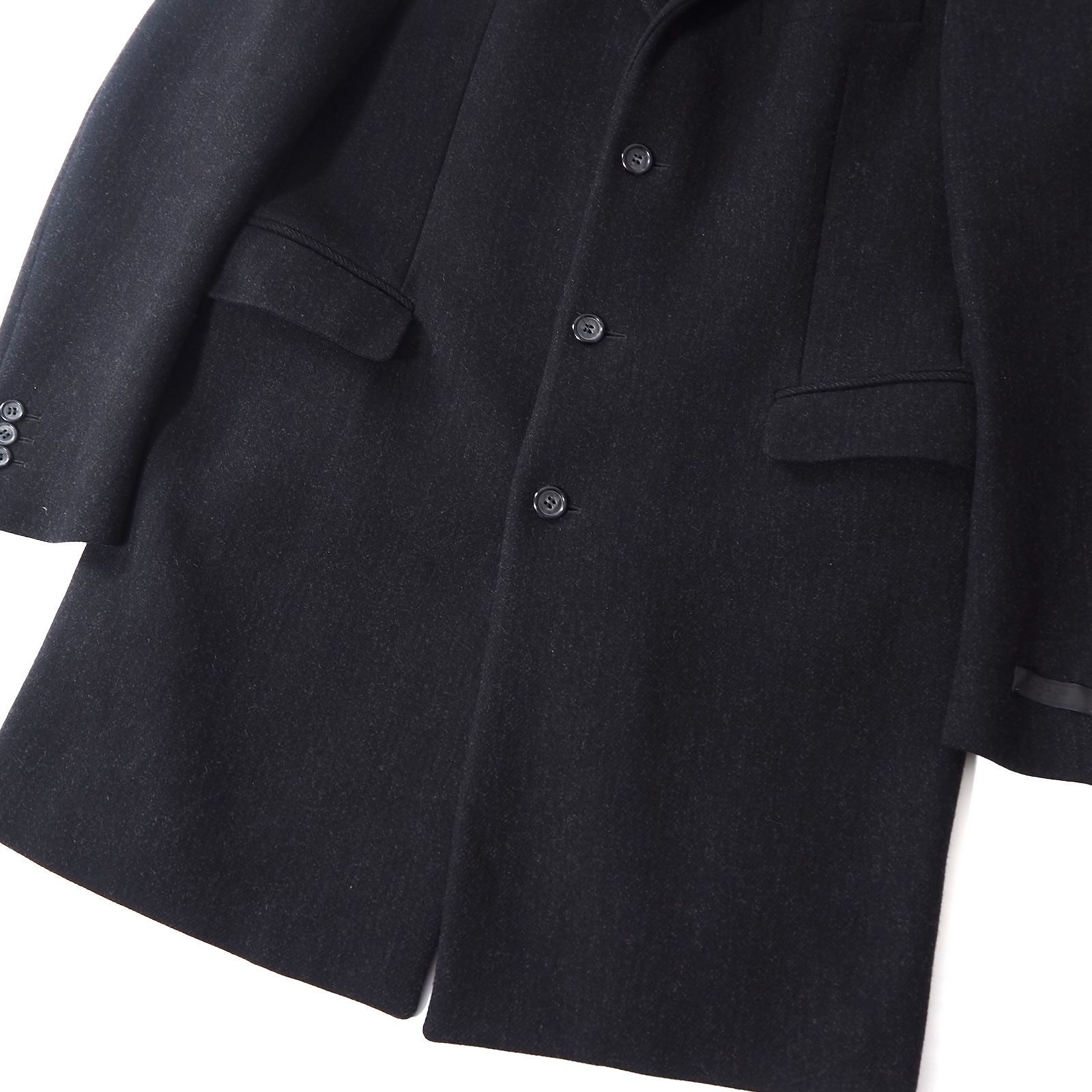美品 プラダ PRADA 黒タグ ヴァージンウール チェスターコート 48 