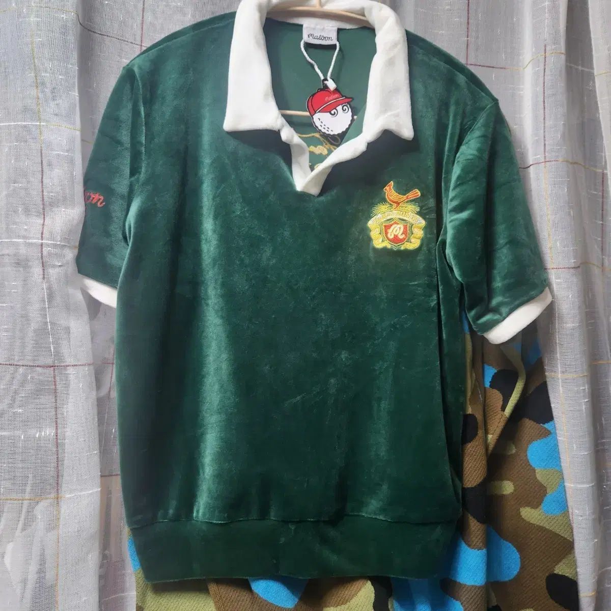 MALBON GOLF マルボンゴルフ ゴルフ ベロア 半袖 Tシャツ グリーン