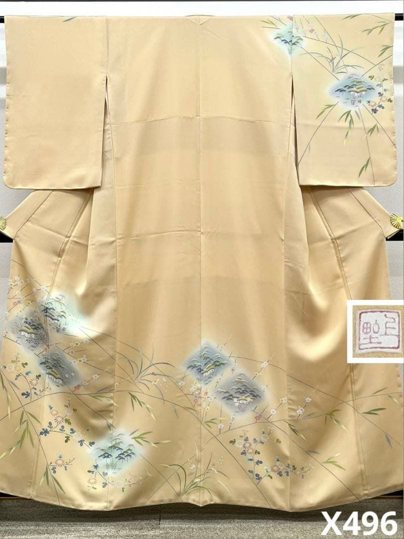 人間国宝 上野為ニ 京友禅 落款入 訪問着 正絹 パールトーン加工済