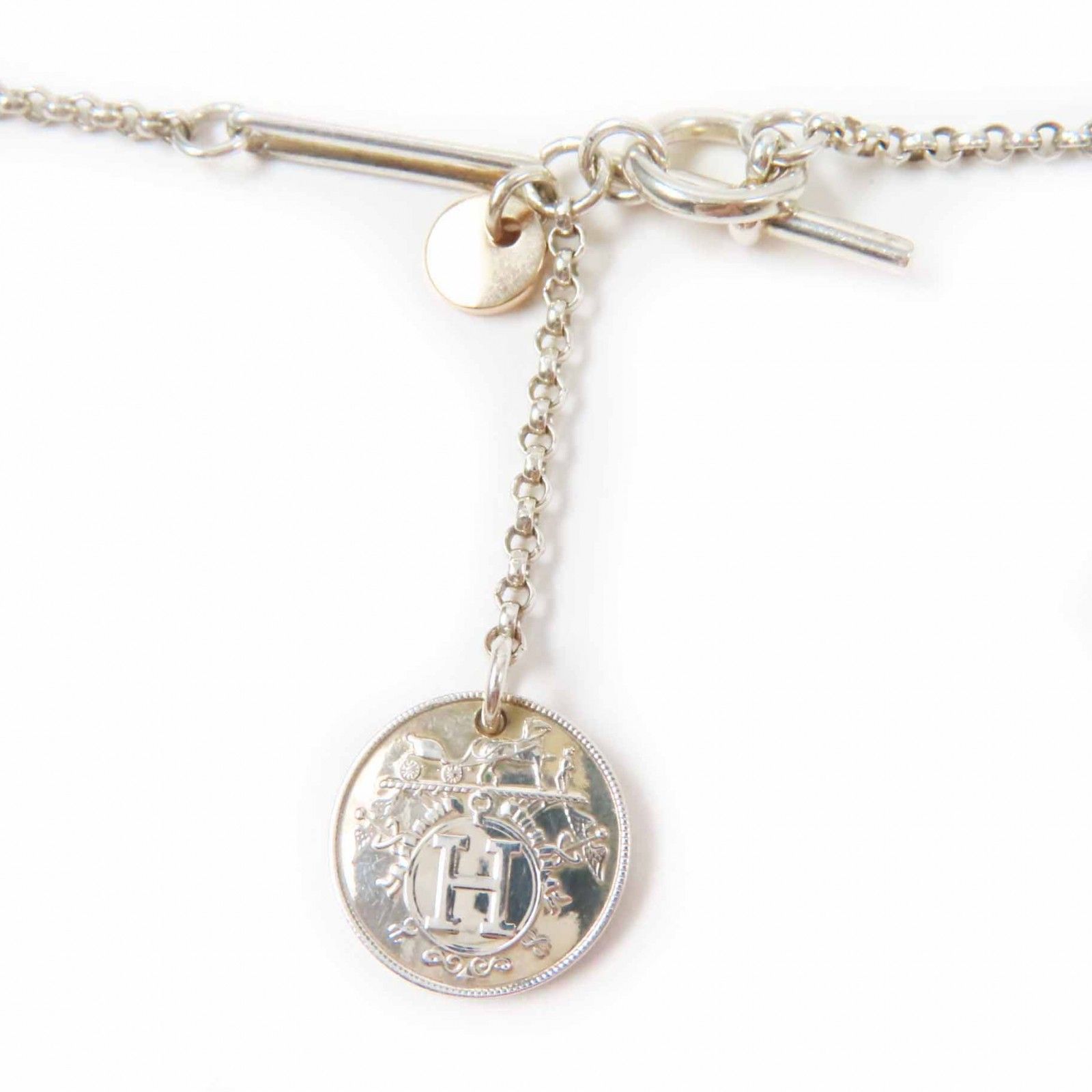 ◎HERMES エルメス エクスリブリス PM ネックレス ペンダント SV925 AU750 シルバー ピンクゴールド き フランス製 重量8.25g レディース