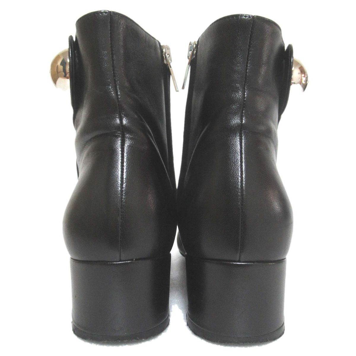 （sale)フェラガモ ブラックレザーアンクルブーツ 美品 Salvatore Ferragamo サルヴァトーレフェラガモ レザー