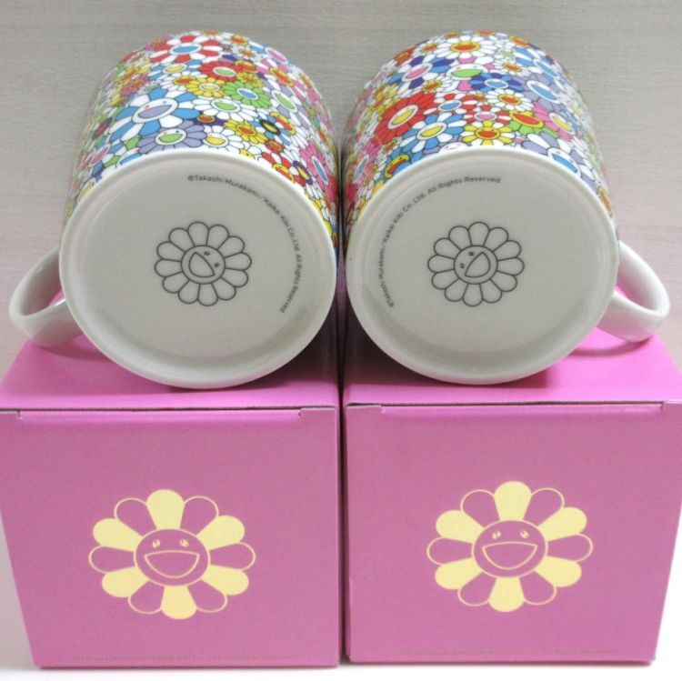 送料無料☆匿名配送☆新品☆ダンボール梱包】村上隆 お花マグカップ2個 