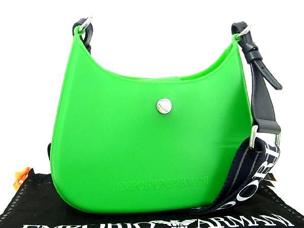 新品未使用 EMPORIO ARMANI エンポリオアルマーニ PVC クロスボディ ショルダーバッグ レディース グリーン系 AU6284 