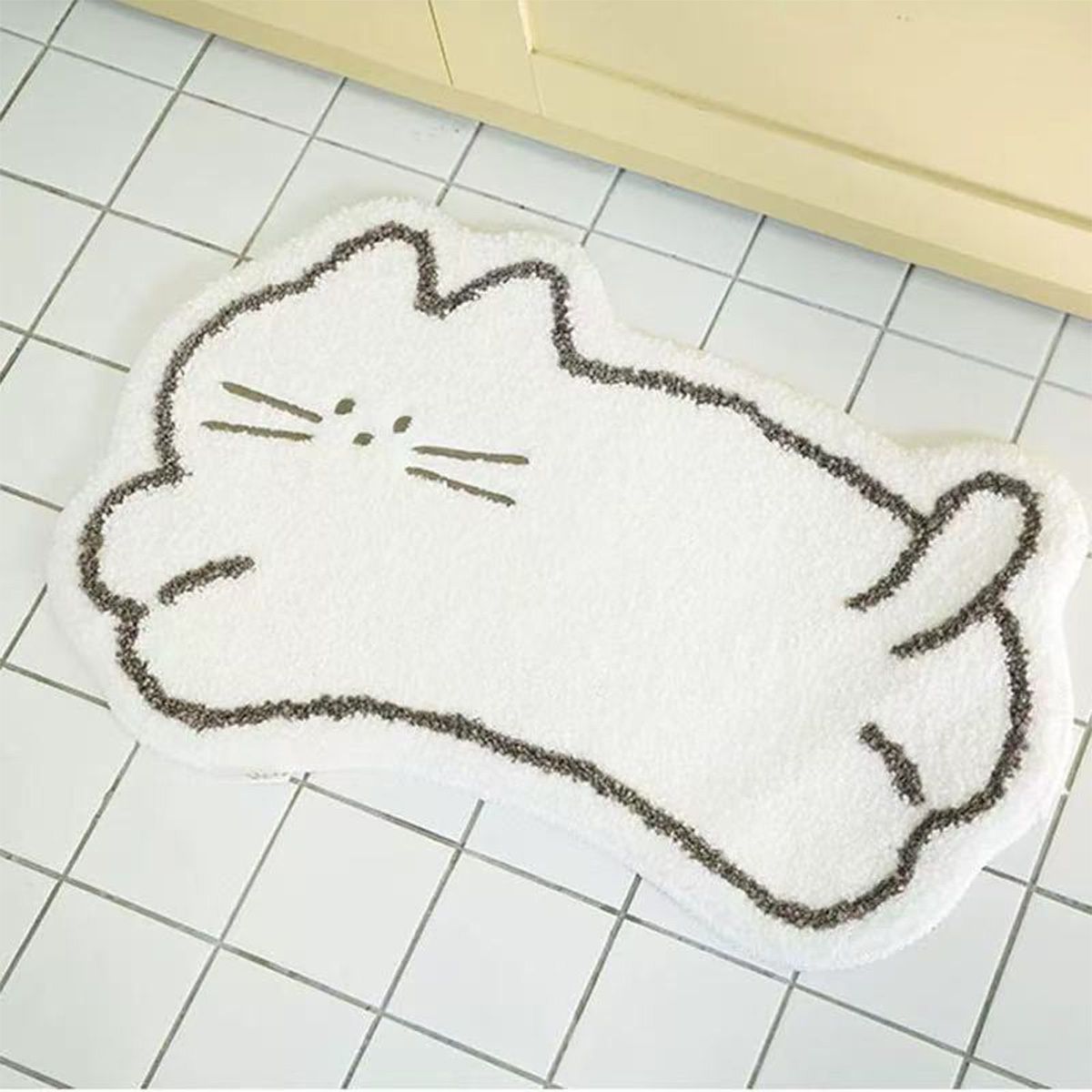 ミニマル可愛い猫柄 ふわふわ柔らかなカーペット 1000g/㎡