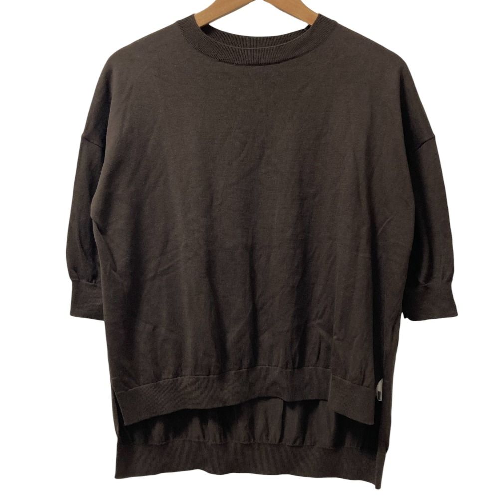 25SS L’Appartement アパルトモン HALF SLEEVE P|O 五分袖 ニットセーター プルオーバー ダークブラウン レディース 古着