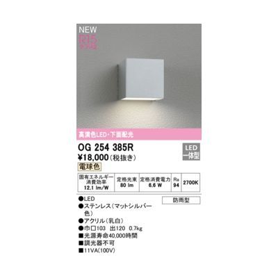 【新品・7営業日以内発送】オーデリック ODELIC OG254385R LEDポーチライト【沖縄離島販売不可】
