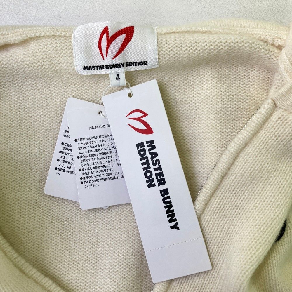 サイズ：4 MASTER BUNNY EDITION マスターバニーエディション 758-2272905 カシミヤ ニット ジップパーカー  ベージュ系 [240101463698] ゴルフウェア メンズ ストスト サイズ：4 MASTER BUNNY EDITION マスターバニーエディション