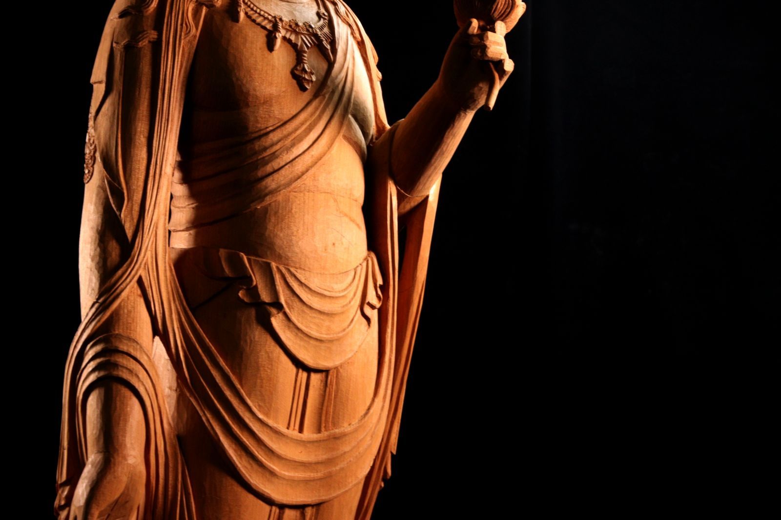 仏教美術 木彫 十一面観音 古 仏像 時代物(K-YC395)