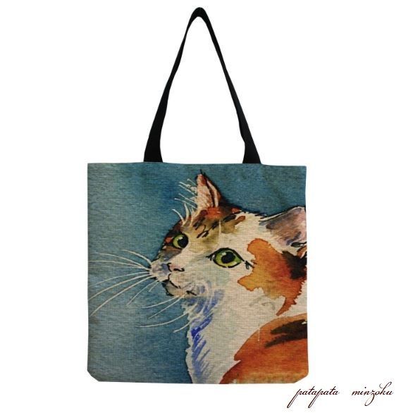トートバッグ 三毛猫 ミケ猫 エコバッグ 油絵 風 雑貨 ねこ ネコ トートバッグ 三毛猫 ミケ猫 エコバッグ 油絵 風 雑貨 ねこ ネコ