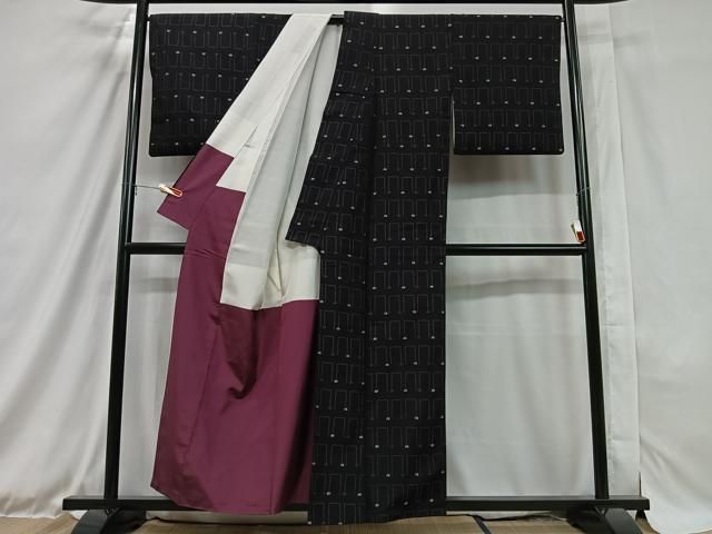 平和屋着物○上質な小紋 総絞り 黒地 正絹 逸品 AAAZ7661ph