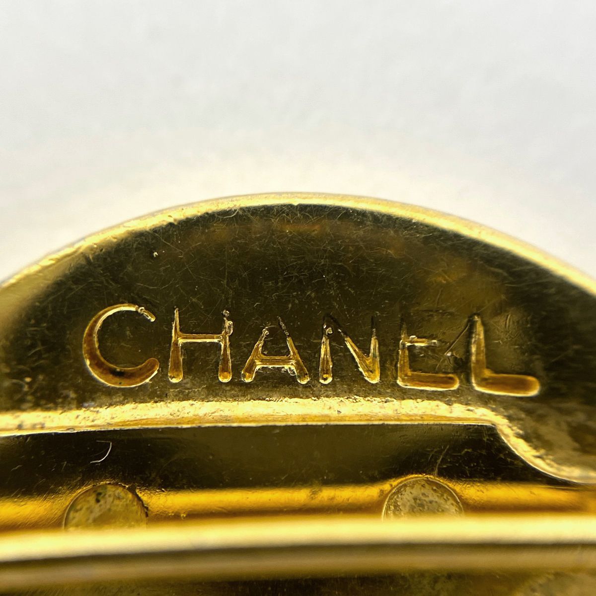 CHANEL シャネル カンボン プレート ブローチ GP バッジ