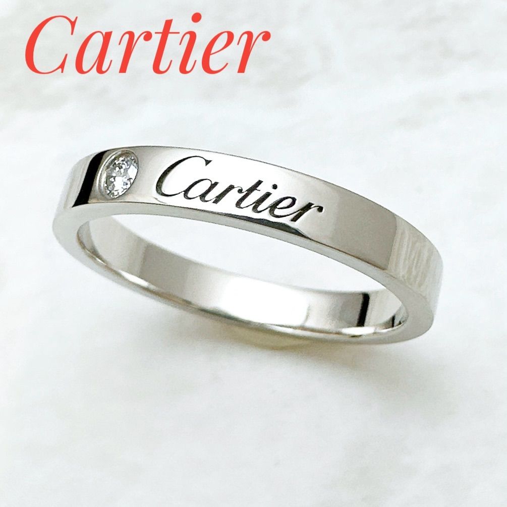 ?Cartier エングレーブド ダイヤモンド プラチナ リング 56 約15.5号 U