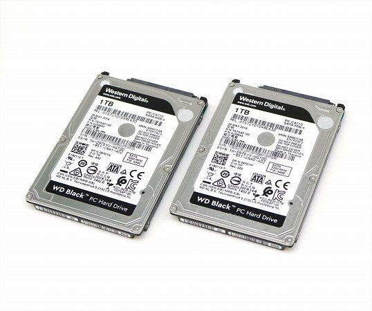 【2本セット】Western Digital WD Black HTS721010A9E630 1TB/2.5インチ/9mm厚/SATA HDD 中古