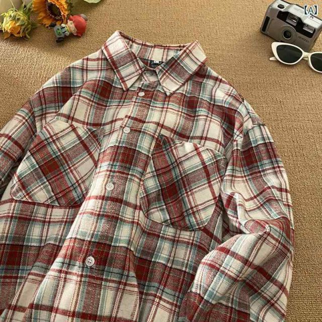 [L] メンズ ファッション 服 男性用 オシャレ シンプル 大人 かっこいい 大きいサイズ ストリート 紳士服 アメリカン レトロ ヴィンテージ チェック柄 シャツ 長袖 ハイエンド トップス 秋 カップル コート