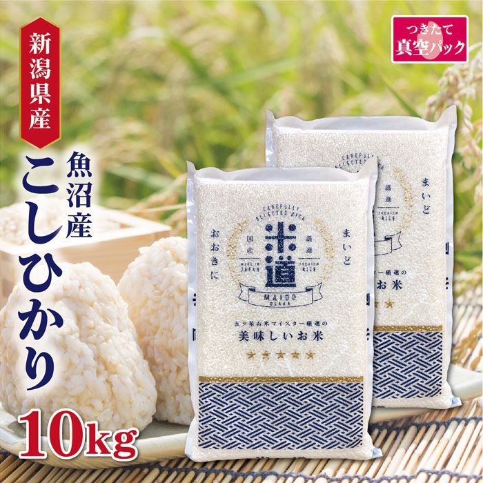 売り尽くし 令和六年産 新潟県魚沼産 こしひかり 10kg 5kg×2 選べる精米度合い 真空パック 白米 玄米 無洗米 保存米 検査米 送料無料