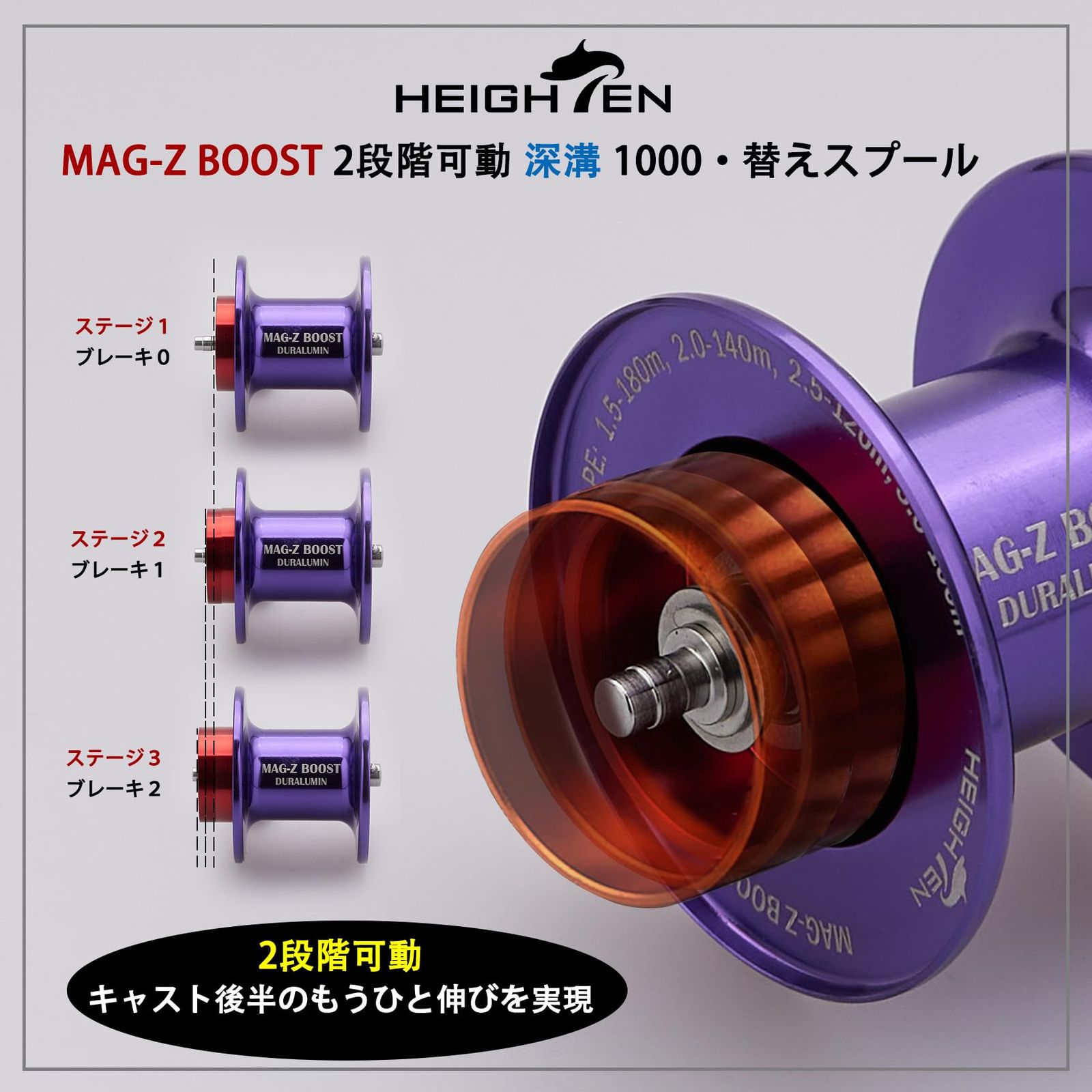 新品 HEIGHTEN リール スプール MAG-Z BOOST 2段階可動 深溝