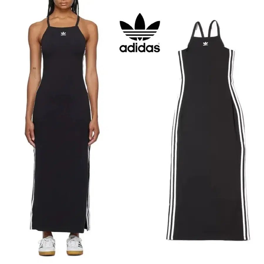 Sporty Sexy】adidas original スリット Vネック マキシドレス