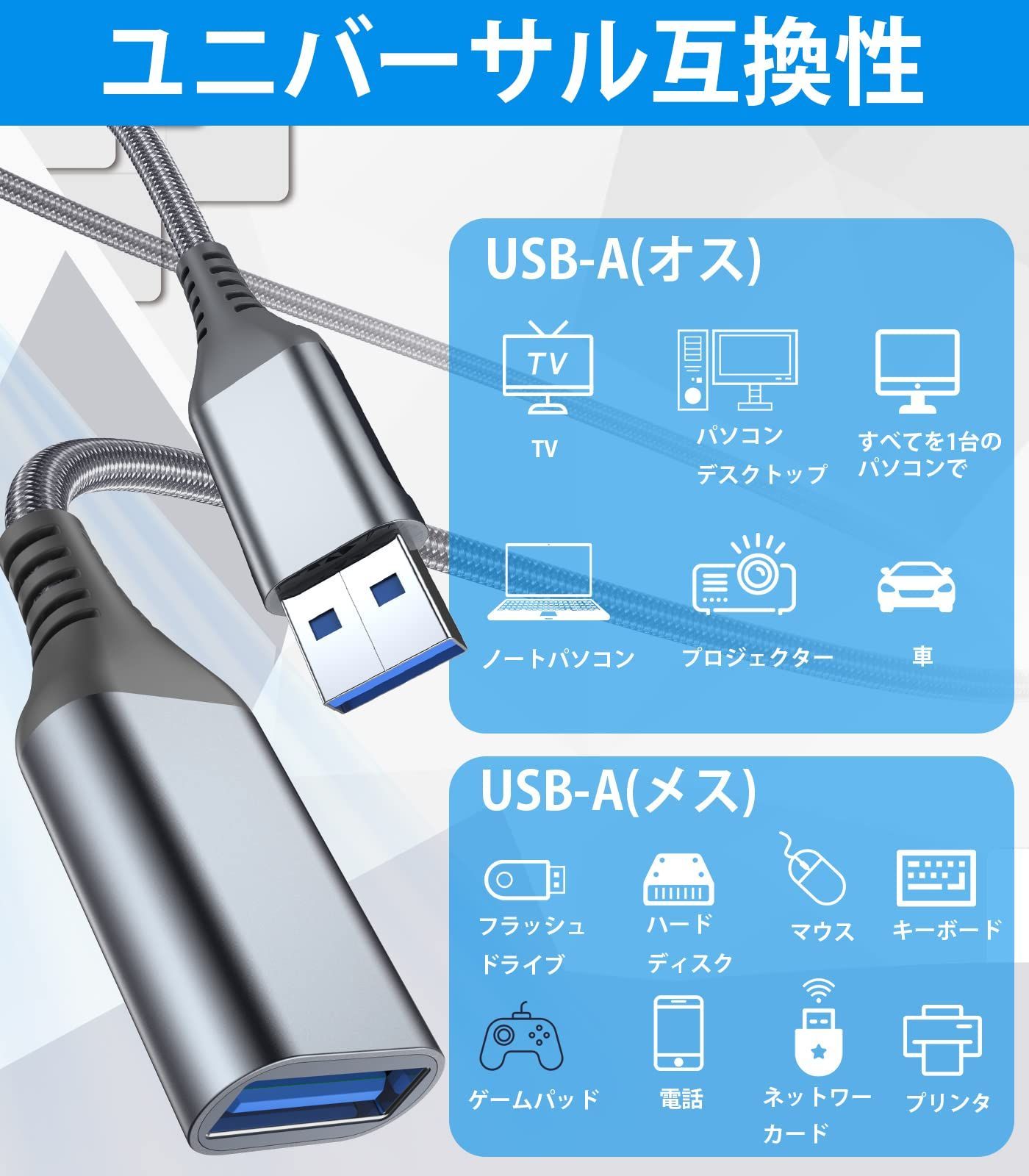 豪華で新しい まとめ エレコム 両面挿しUSB延長ケーブル A-A U2C